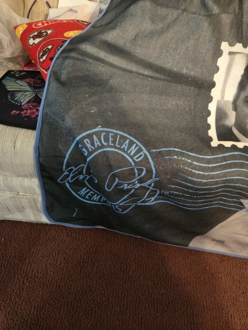 Elvis Black and Gray Graphic Fleece Throw Blanket - Unbranded